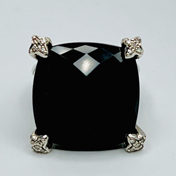 David Yurman Onyx & Diamond Cushion On
Point Ring - Picture 1 of 10